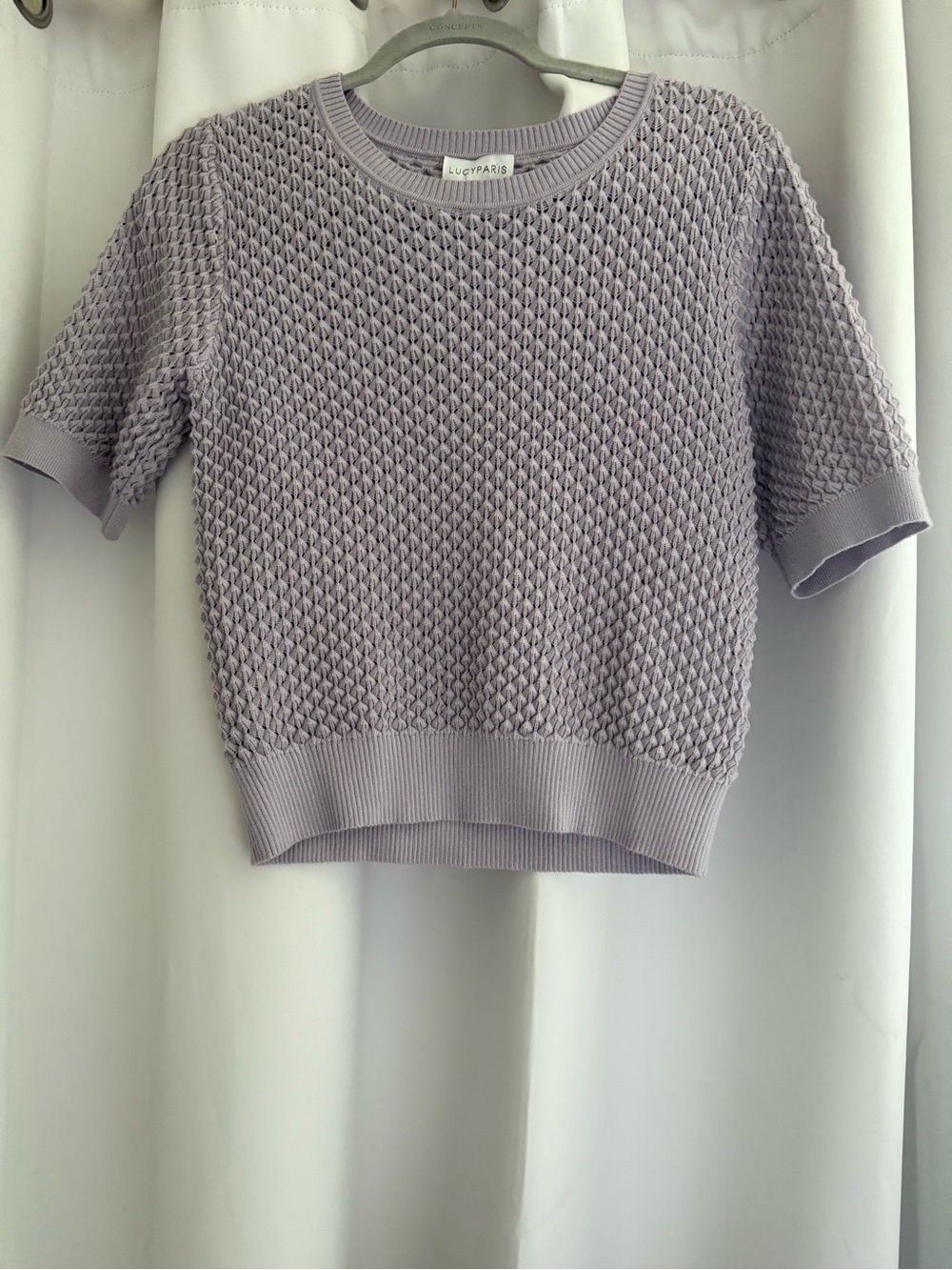 Lucy Paris Lavender Textured Short Sleeve Knit Top